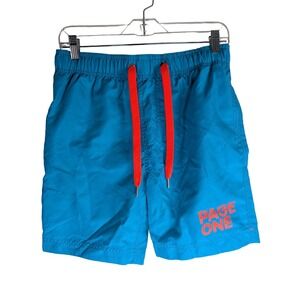 Page One Swim Trunks Mens XS Blue Elastic Waist Drawstring Mesh Lined SS19AW006